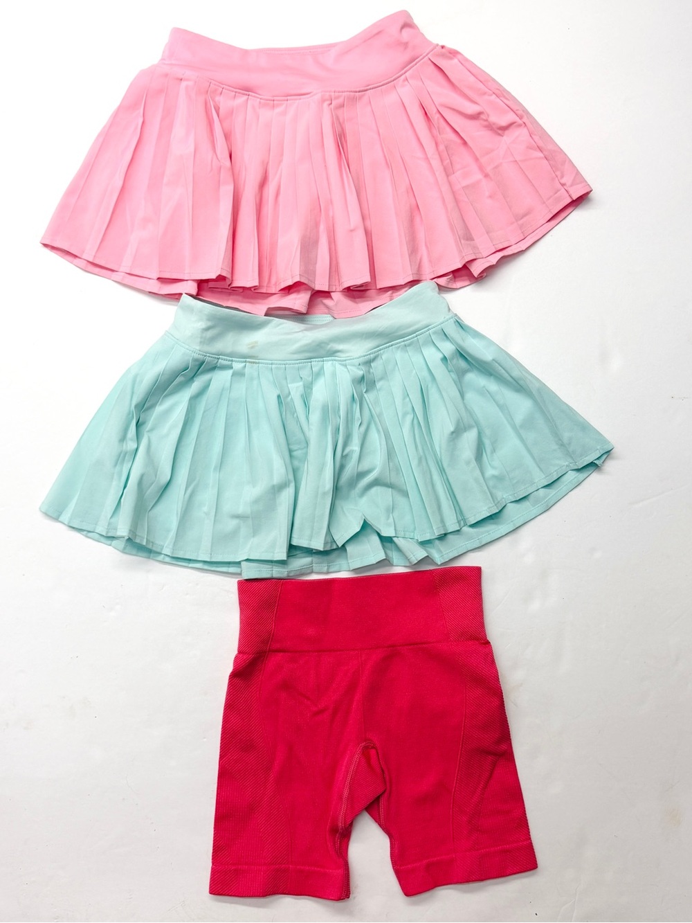 All in Motion Girls Pink Mint Green Pleated Skorts & Bike Shorts Set Lot Bundle